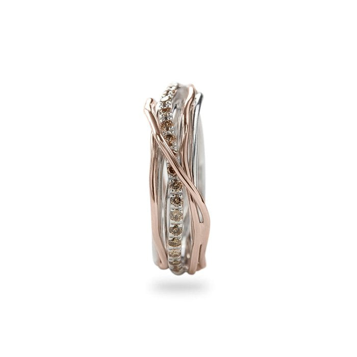 Filodellavita Classic 7 Fili in Oro Rosa 9kt Argento 925 e Diamanti Brown/ Black
