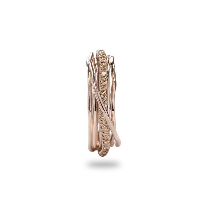 Filodellavita Classic 7 fili in Oro Rosa 9kt e 16 Diamanti Black Brown