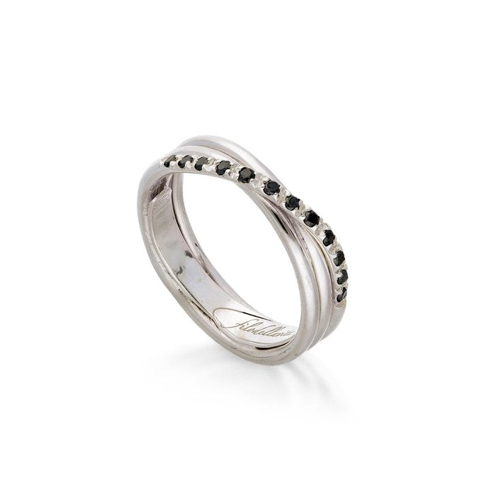 Filodellavita Classic 3 strands in 925 Silver and 12 Black Diamonds