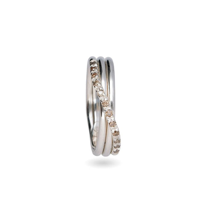 Filodellavita Classic 3 brins en argent 925 et 12 diamants bruns