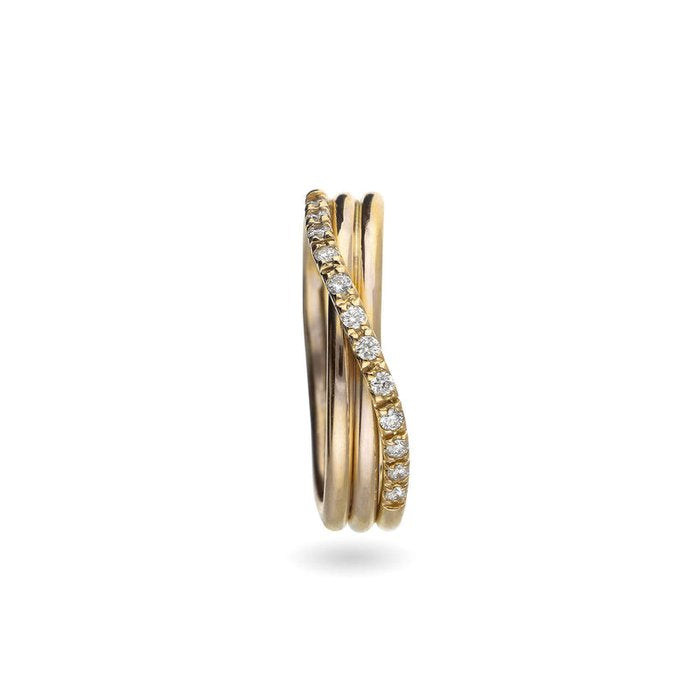Filodellavita Classic 3 fili in Oro Giallo 9kt e 12 Diamanti Bianchi