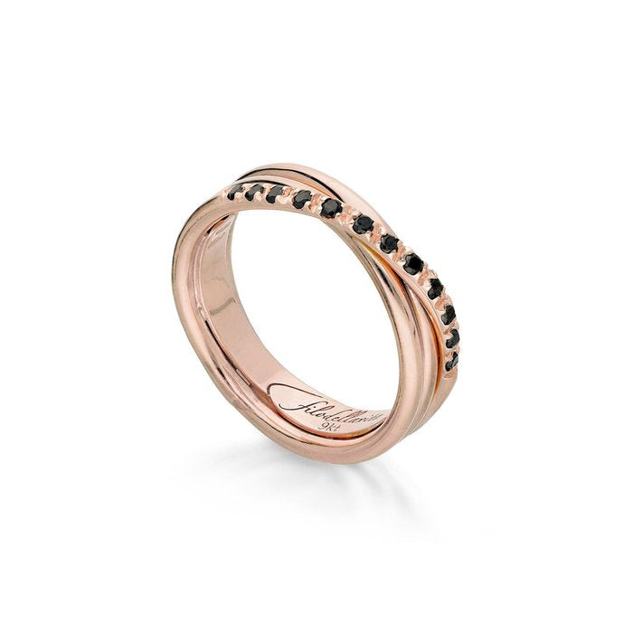 Filodellavita Classic 3 fili in Oro Rosa 9kt e 12 Diamanti Black
