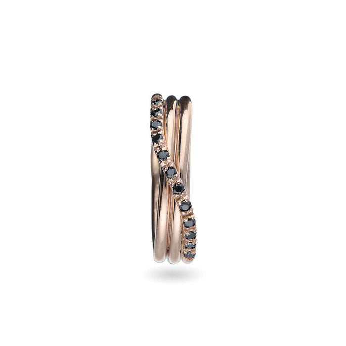 Filodellavita Classic 3 fili in Oro Rosa 9kt e 12 Diamanti Black