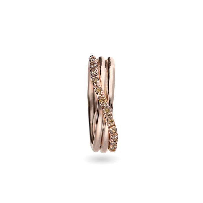 Filodellavita Classic 3 fili in Oro Rosa 9kt e 12 Diamanti Brown