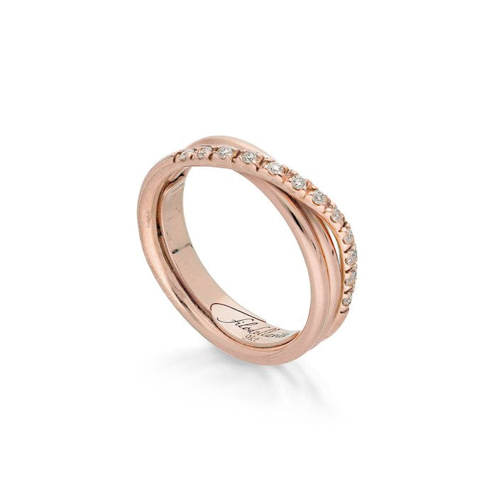 Filodellavita Classic 3 fili in Oro Rosa e 12 Diamanti Bianchi