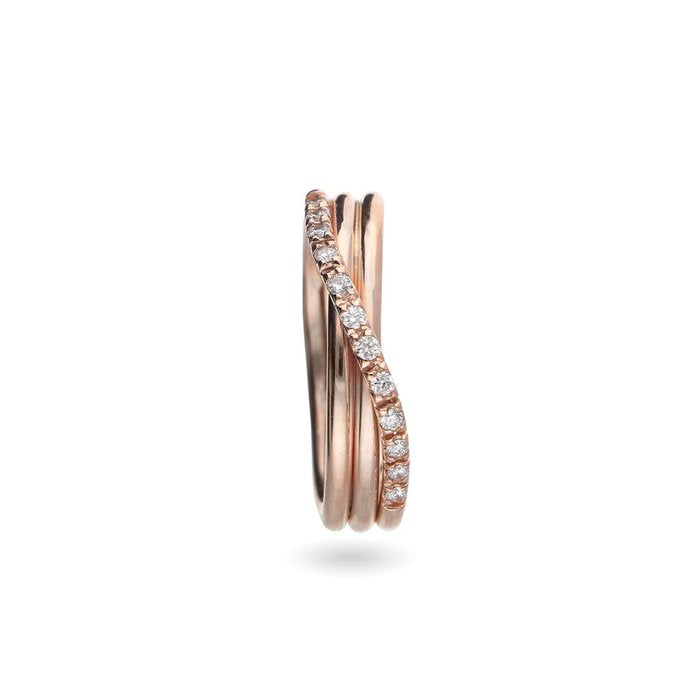 Filodellavita Classic 3 fili in Oro Rosa e 12 Diamanti Bianchi