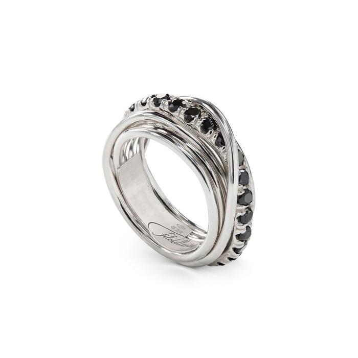 Filodellavita Rock 7 brins en argent 925 et diamants noirs