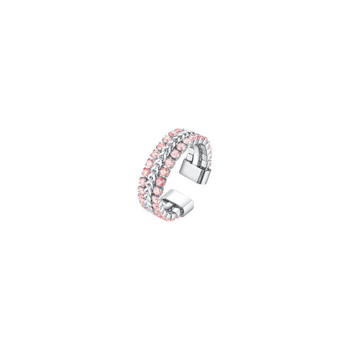 WOMEN'S RING IN STEEL WITH PINK CRYSTALS SIZE S