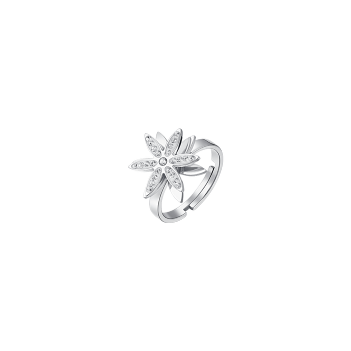 BAGUE FEMME EN ACIER FLEUR DE VIE TOURNANTE