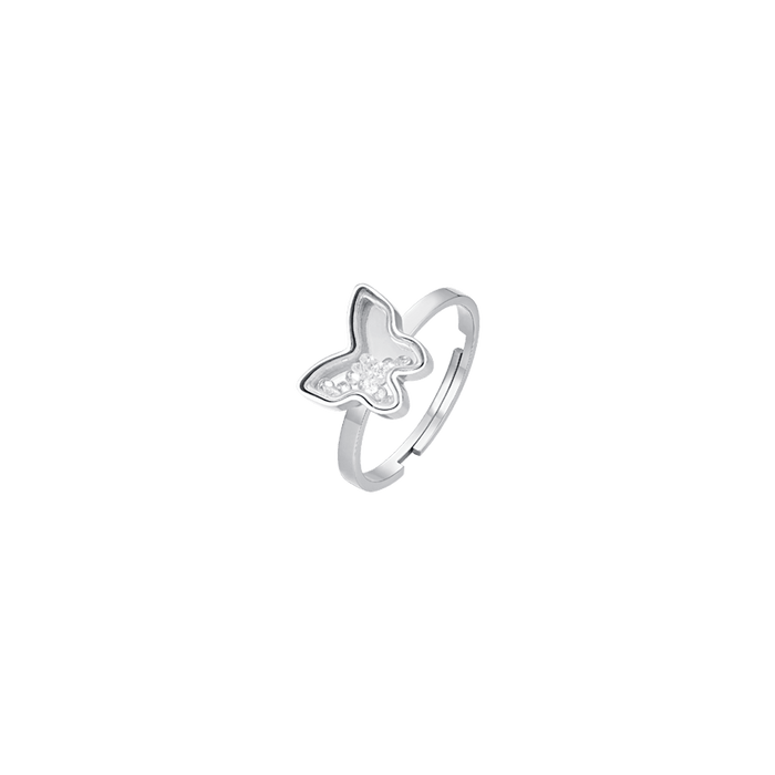 WOMEN'S STEEL RING WITH BUTTERFLY AND ZIRCONIA
