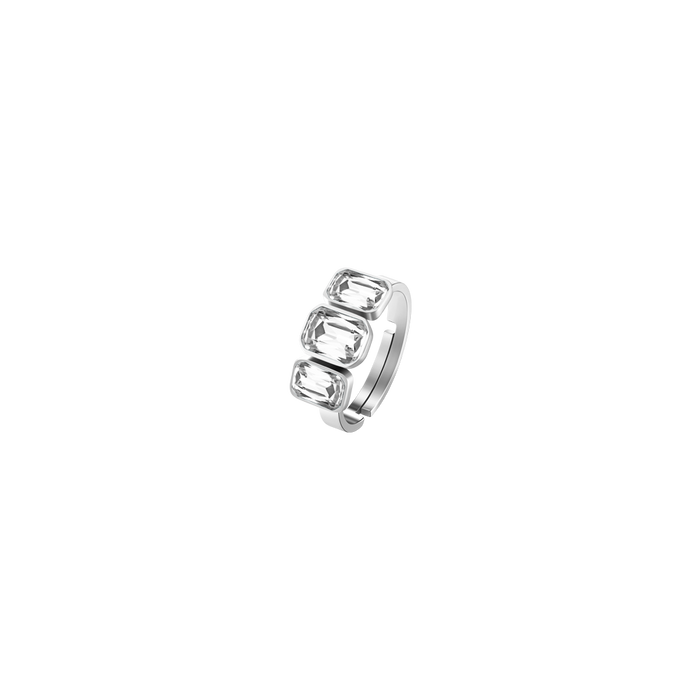 ANELLO DONNA IN ACCIAIO CON CRISTALLI BIANCHI