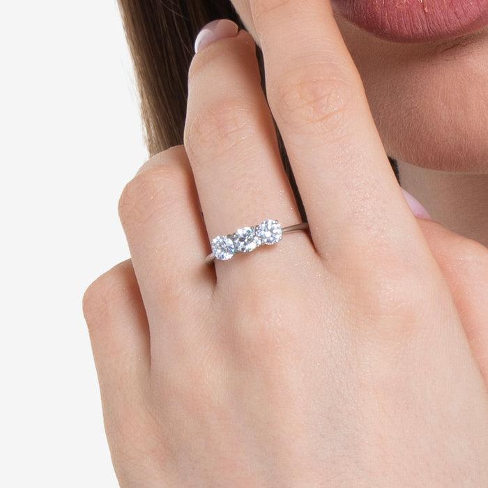 ANELLO DONNA IN ACCIAIO CON  CRISTALLI BIANCHI - TAGLIA 14