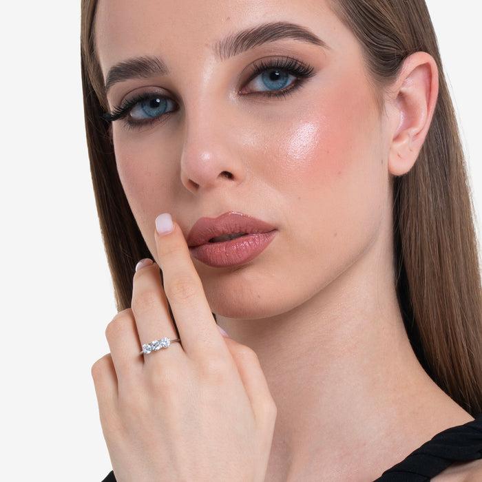 ANELLO DONNA IN ACCIAIO CON CRISTALLI BIANCHI - TAGLIA 20