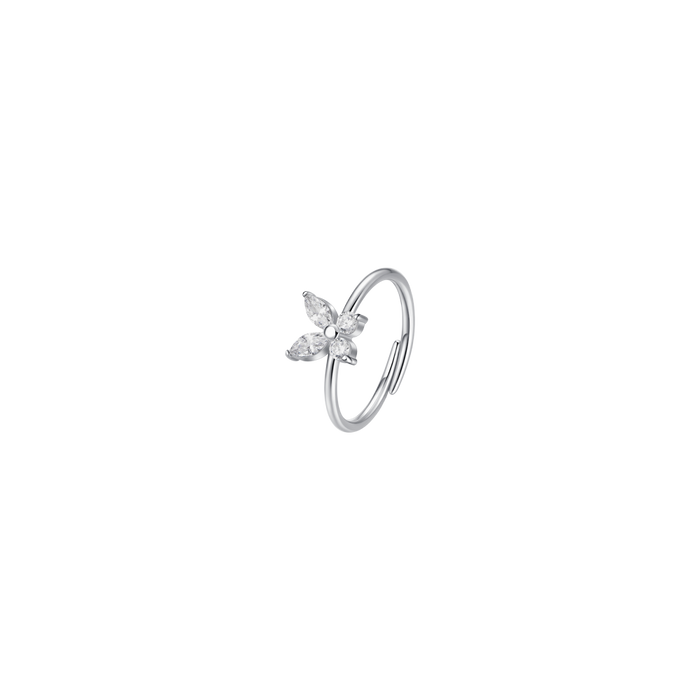 ANELLO DONNA IN ACCIAIO CON FARFALLA E ZIRCONI BIANCHI