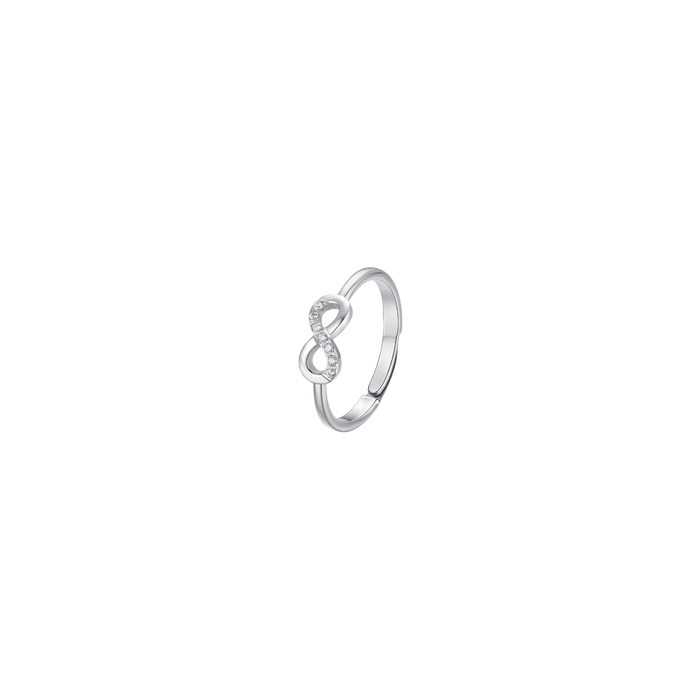 ANELLO DONNA IN ACCIAIO CON INFINITO E ZIRCONI BIANCHI