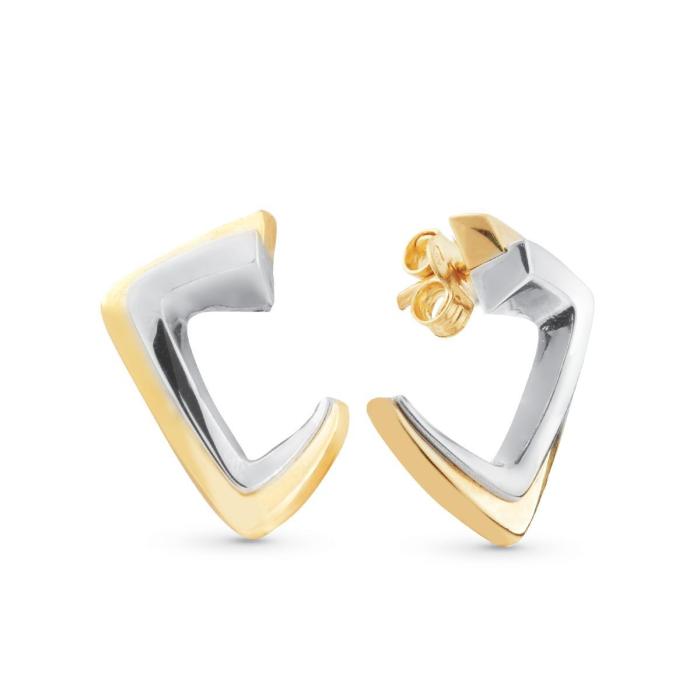 Boucles d'oreilles en or bicolore poli 18 carats