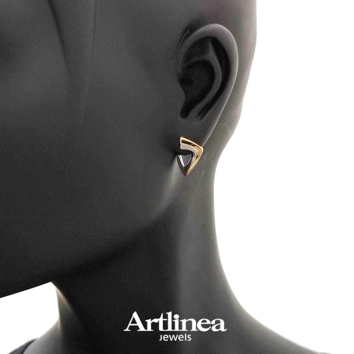 Boucles d'oreilles en or bicolore poli 18 carats
