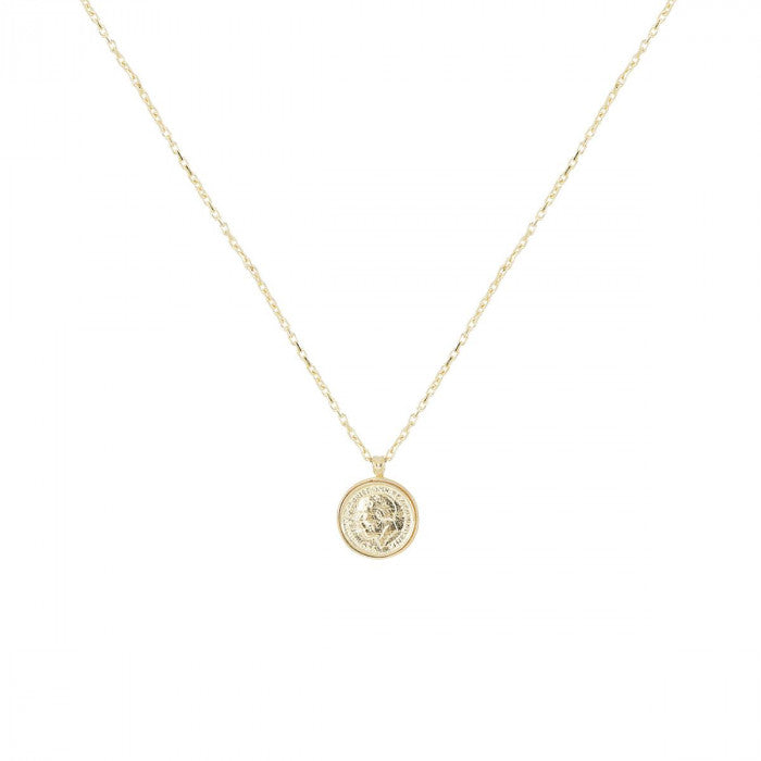 Collana con moneta in oro giallo lucido 18 kt