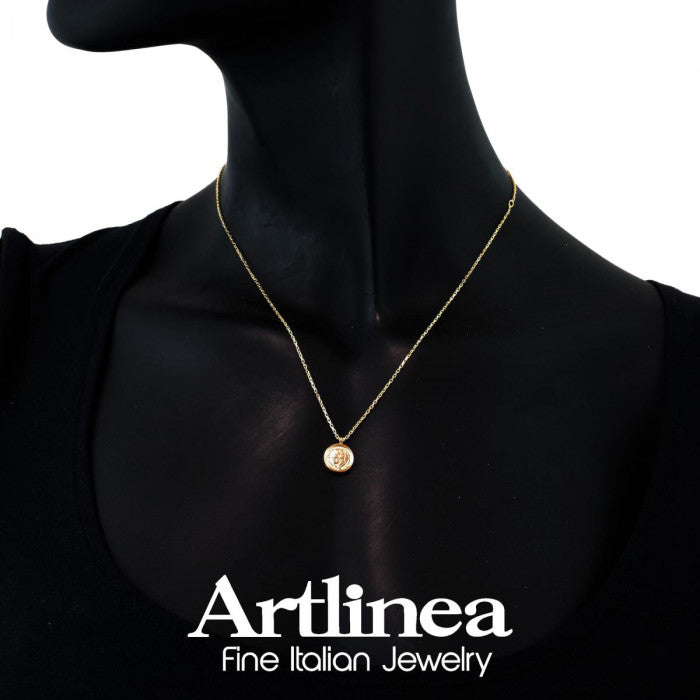 Collana con moneta in oro giallo lucido 18 kt