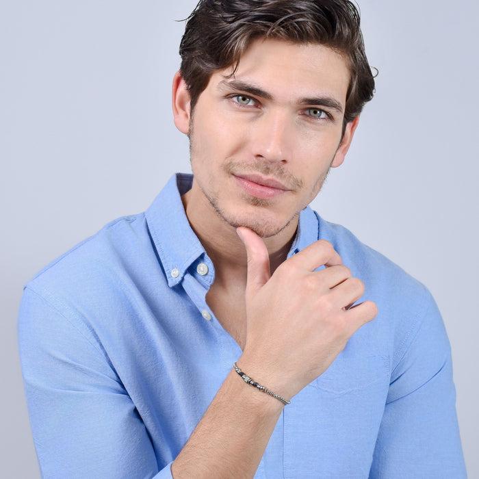 BRACCIALE UOMO IN ACCIAIO SODALITE BLU