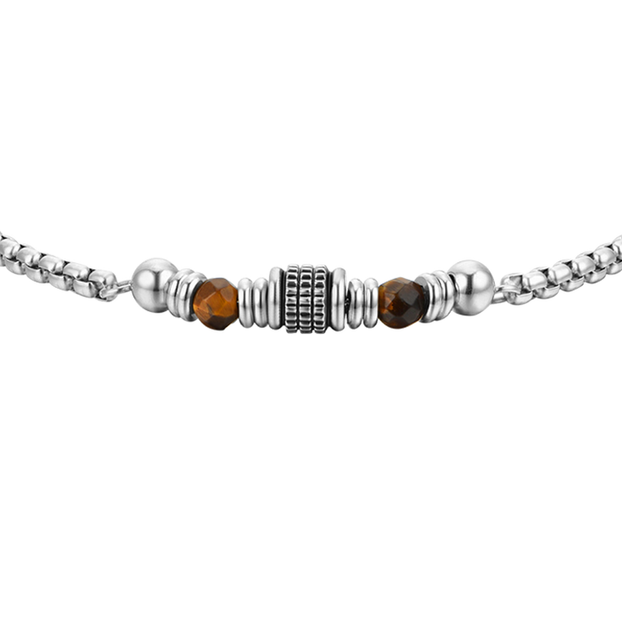 BRACELET HOMME EN ACIER AVEC PIERRES ŒIL DE TIGRE