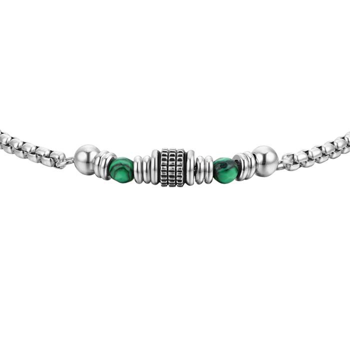 MEN'S BRACELET IN STEEL WITH GREEN MALACHITE