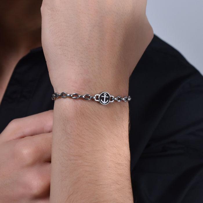 MEN'S STEEL BRACELET WITH ANCHOR