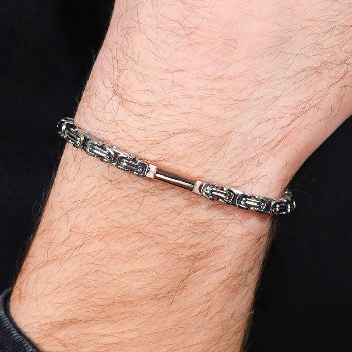 MEN'S BRACELET IN STEEL WITH IP ROSE ELEMENT