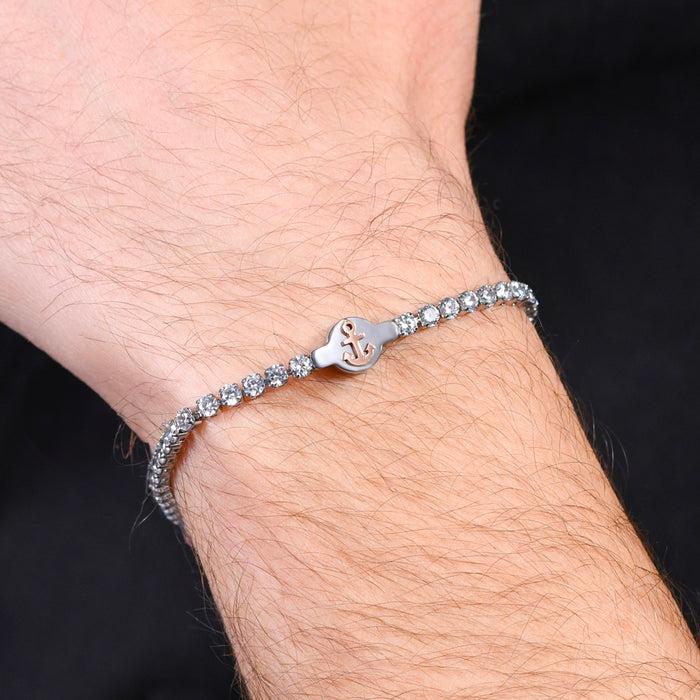 MEN'S TENNIS BRACELET IN STEEL WITH WHITE ZIRCONIA