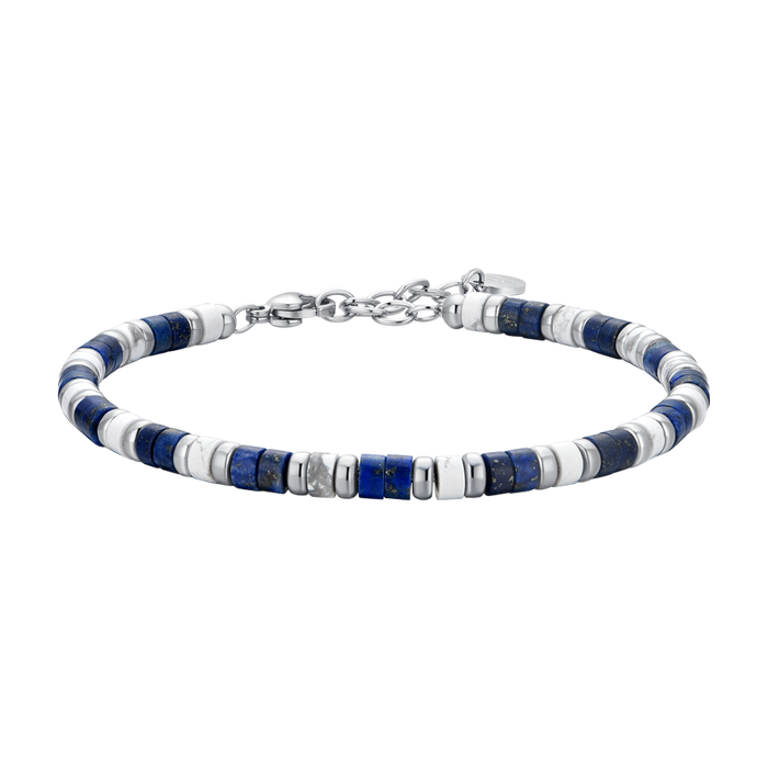 MEN'S BRACELET IN STEEL WITH LAPIS STONES