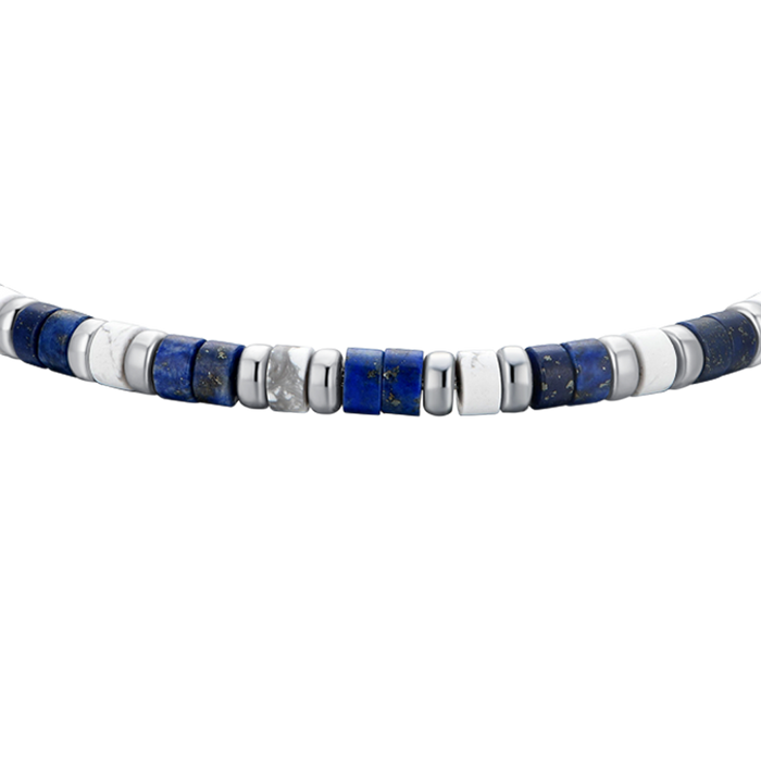 MEN'S BRACELET IN STEEL WITH LAPIS STONES