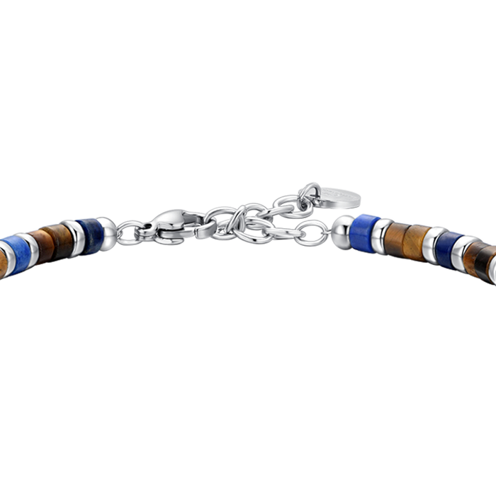 BRACCIALE UOMO IN ACCIAIO PIETRE OCCHIO DI TIGRE E LAPIS
