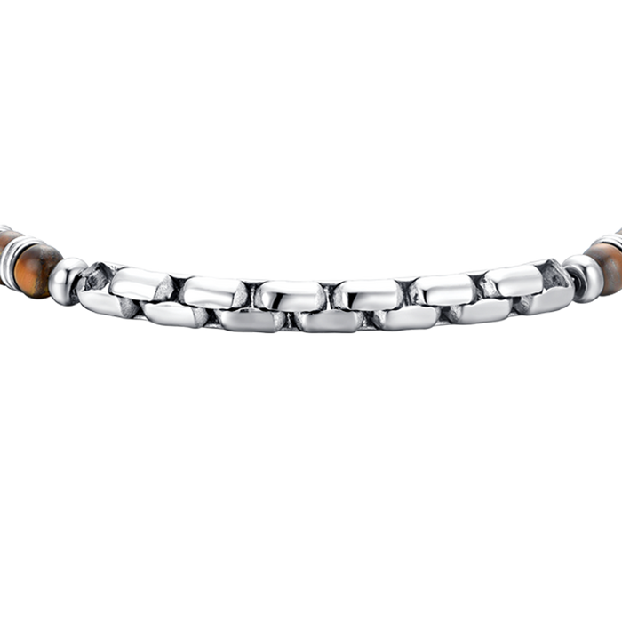 BRACCIALE UOMO IN ACCIAIO PIETRE OCCHIO DI TIGRE