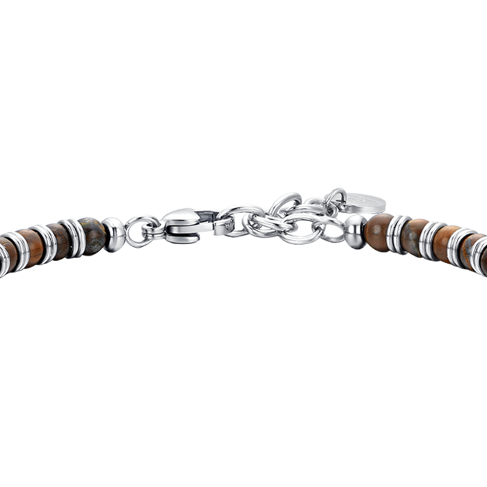 BRACCIALE UOMO IN ACCIAIO PIETRE OCCHIO DI TIGRE