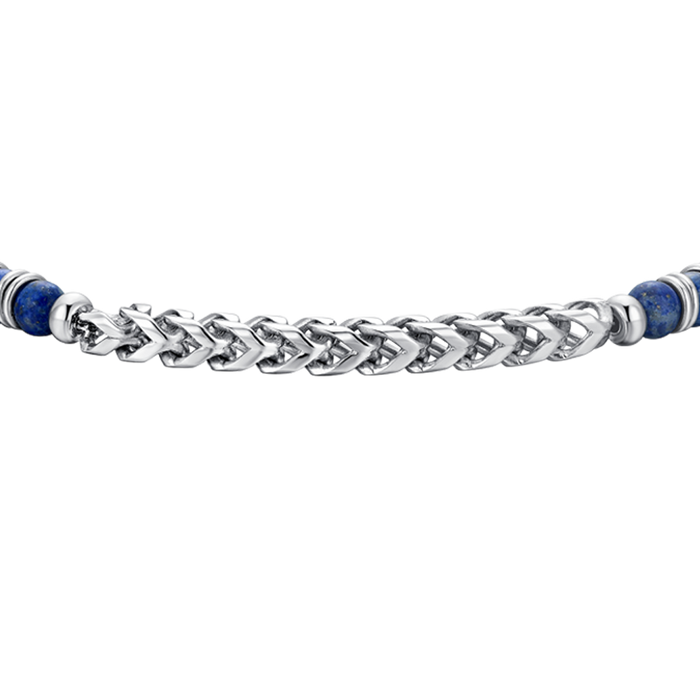 BRACCIALE UOMO IN ACCIAIO PIETRE LAPIS ED ELEMENTI IN ACCIAIO