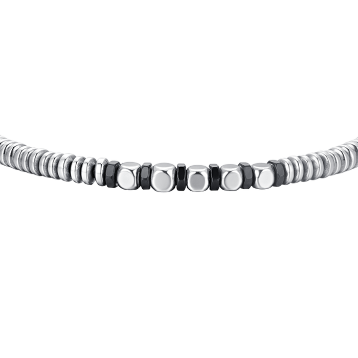MEN'S BRACELET IN STEEL HEMATITE SILVER AND BLACK