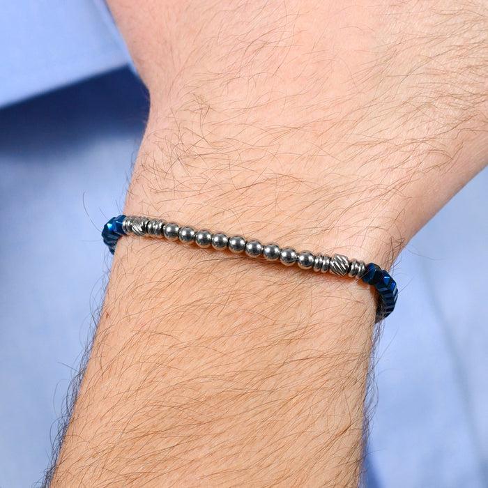 MEN'S BRACELET IN STEEL EMATIVE SILVER AND BLUE