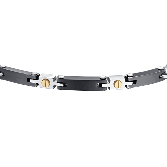BRACELET HOMME EN ACIER ET CÉRAMIQUE NOIRE