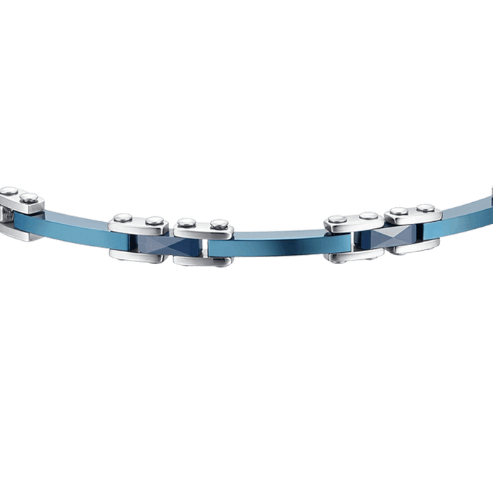 BRACCIALE UOMO IN ACCIAIO E CERAMICA BLU