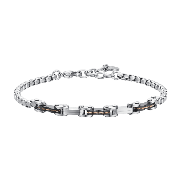 MEN'S BRACELET IN STEEL WITH BLACK IP AND ROSE IP ELEMENTS