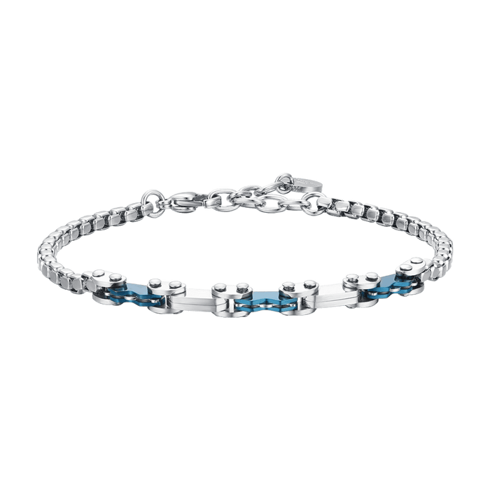 MEN'S BRACELET IN STEEL WITH BLUE IP ELEMENTS