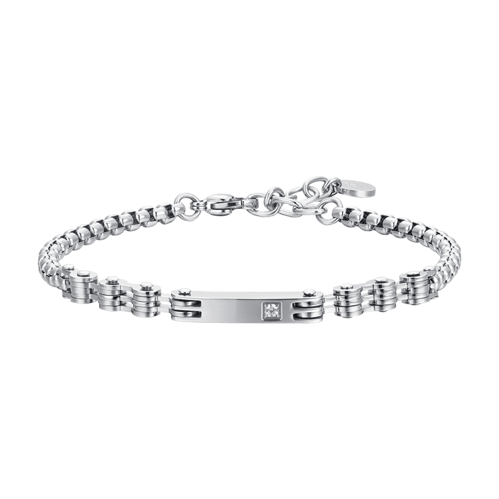 MEN'S BRACELET IN STEEL PLATE AND ZIRCON