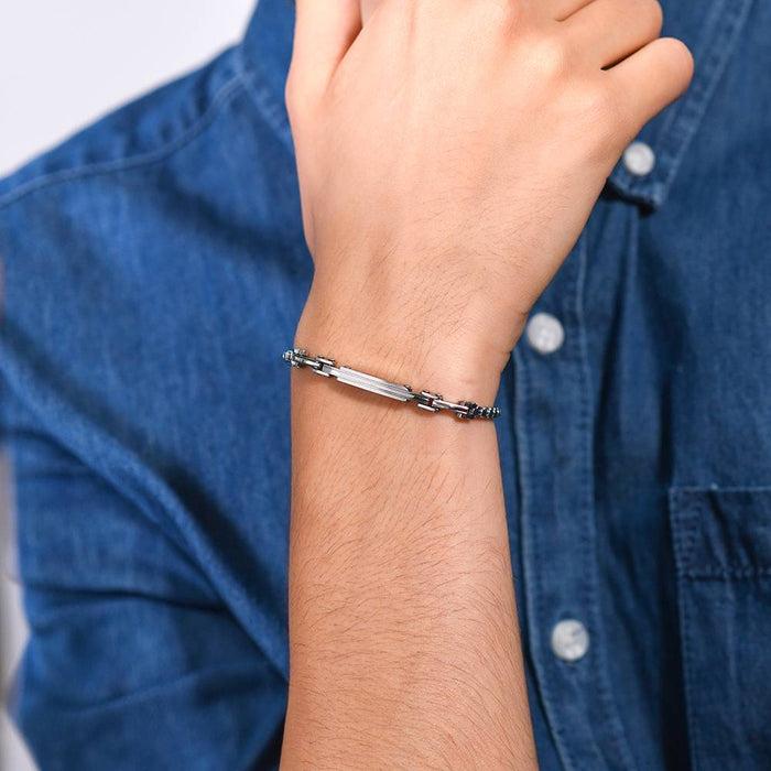 MEN'S BRACELET IN STEEL PLATE AND ELEMENTS