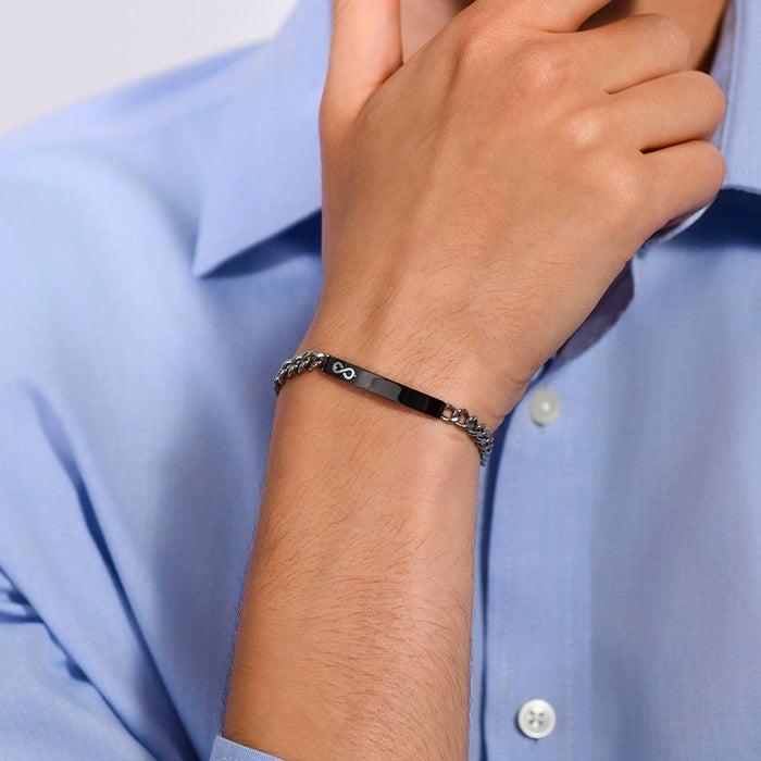 MEN'S BRACELET IN STEEL WITH IP BLACK PLATE AND INFINITY