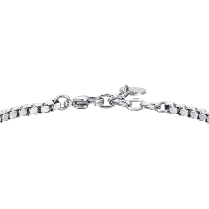 MEN'S BRACELET IN STEEL PLATE AND BLACK ZIRCONIA