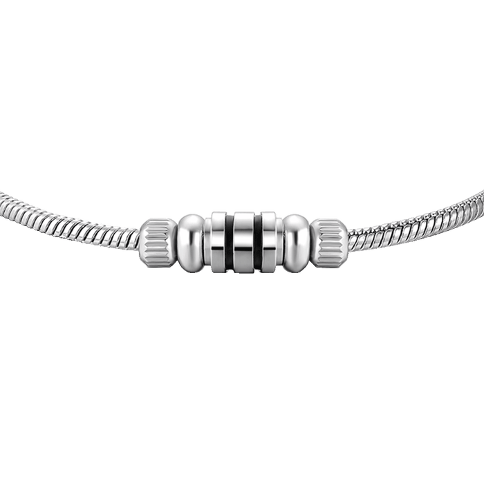 BRACCIALE UOMO IN ACCIAIO CON ELEMENTO CON SMALTO NERO