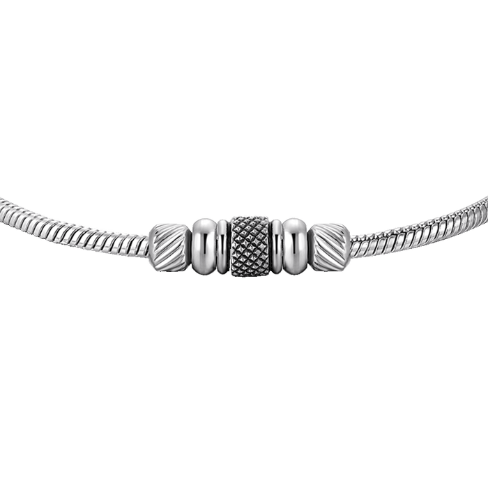 BRACCIALE UOMO IN ACCIAIO CON ELEMENTO CON SMALTO NERO