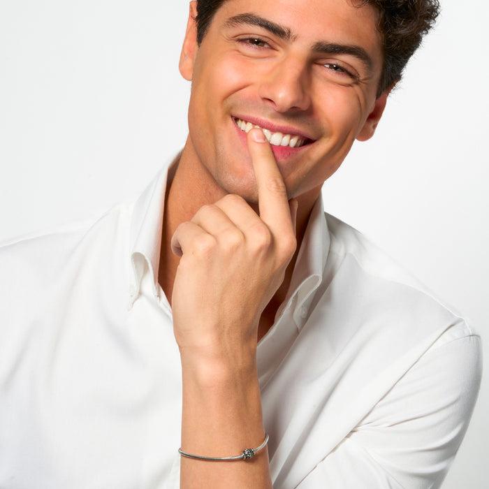 BRACCIALE UOMO IN ACCIAIO CON ELEMENTO CON SMALTO NERO