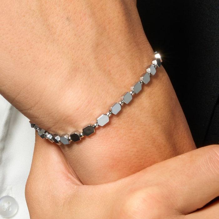 BRACCIALE UOMO IN ACCIAIO CON EMATITE SILVER