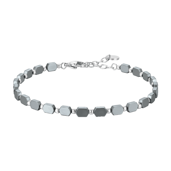 BRACCIALE UOMO IN ACCIAIO CON EMATITE GRIGIA
